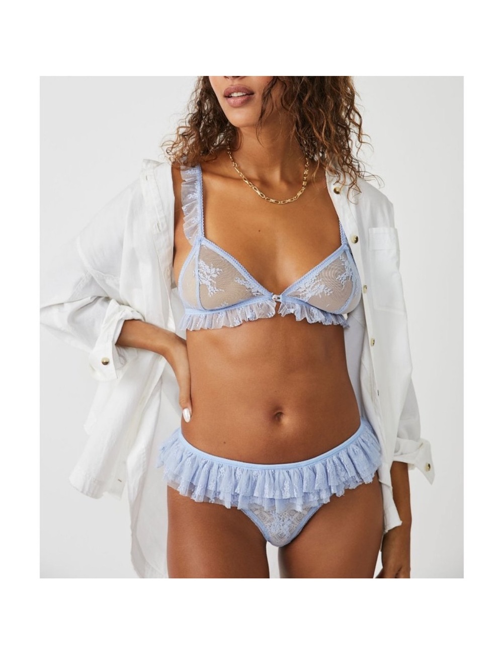 Free People Intimacy Feeling Frilly Thong Size XS NWT